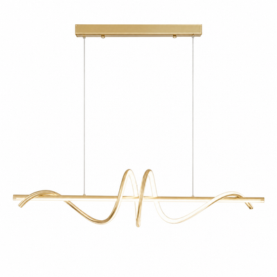 Minimalist Gold & Black LED Wave Pendant Light