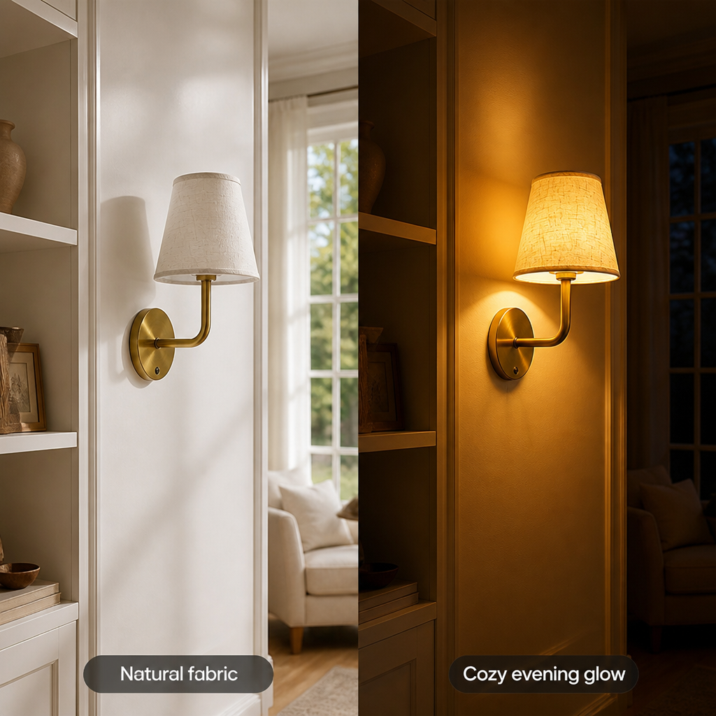 Minimalist Gold Fabric LED Suction-Mount Wall Sconce