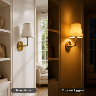 Minimalist Gold Fabric LED Suction-Mount Wall Sconce
