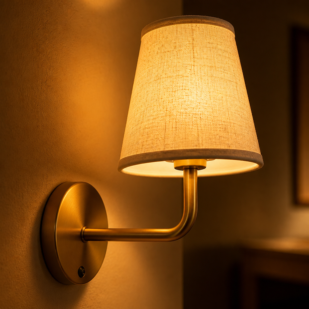 Minimalist Gold Fabric LED Suction-Mount Wall Sconce