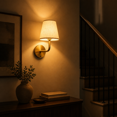 Minimalist Gold Fabric LED Suction-Mount Wall Sconce