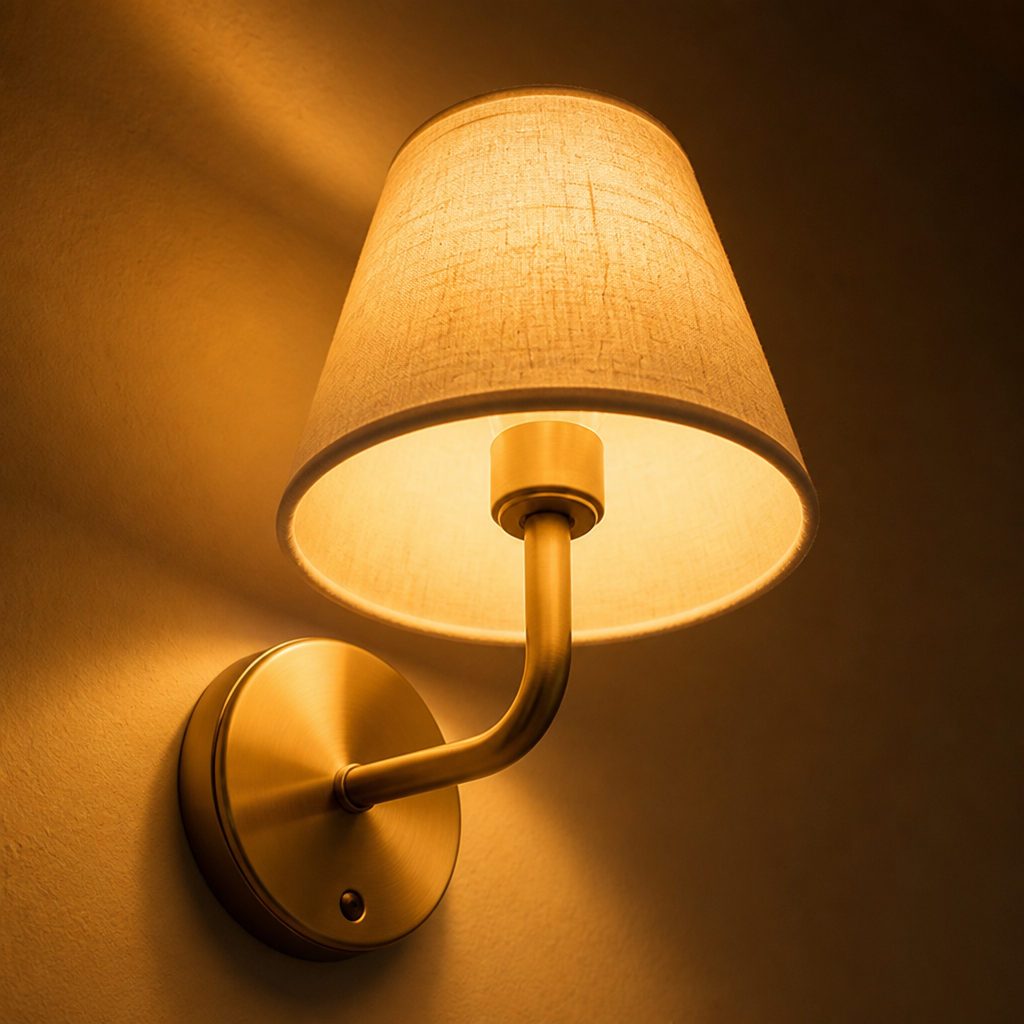 Minimalist Gold Fabric LED Suction-Mount Wall Sconce