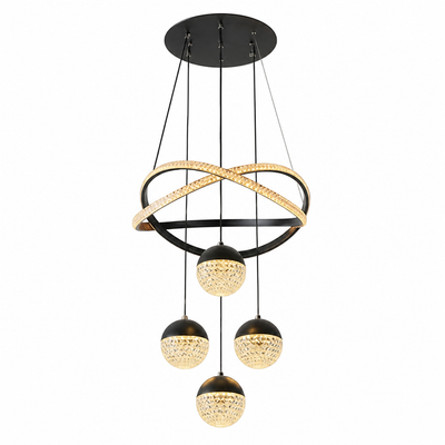 Minimalist Gold LED 4-Ball Chandelier