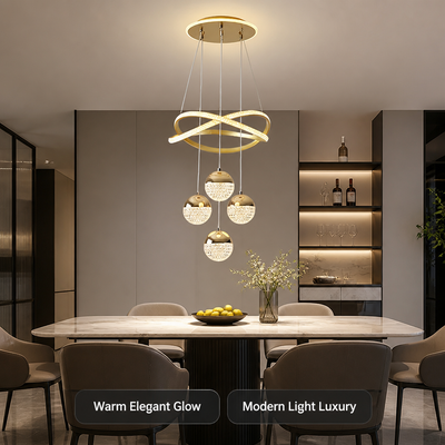Minimalist Gold LED 4-Ball Chandelier