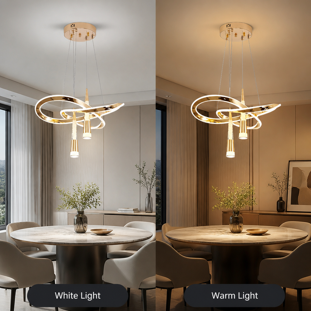 Minimalist Gold LED Meteor Shower Chandelier