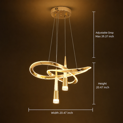 Minimalist Gold LED Meteor Shower Chandelier