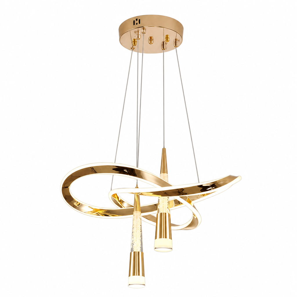 Minimalist Gold LED Meteor Shower Chandelier