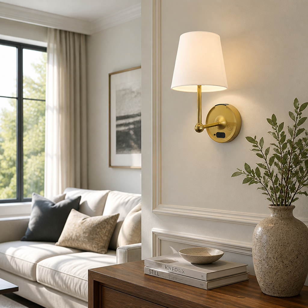 Minimalist Gold LED Wireless Wall Sconce