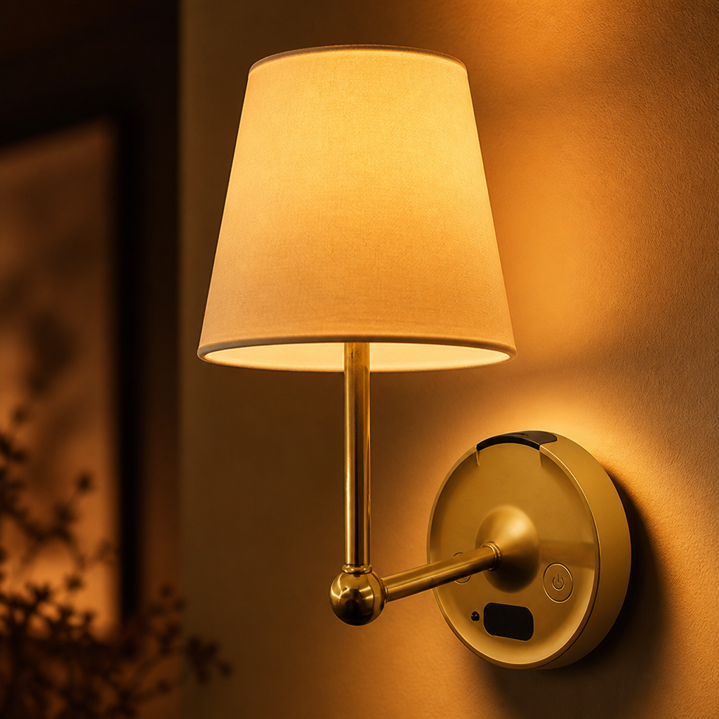 Minimalist Gold LED Wireless Wall Sconce