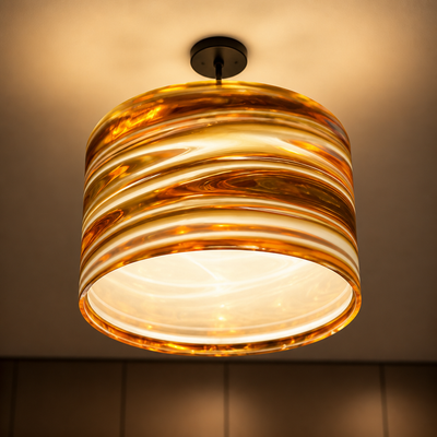 Minimalist Gold Ripple Ceiling Light