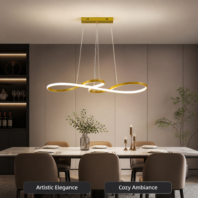 Minimalist Golden LED Musical Note Pendant Light