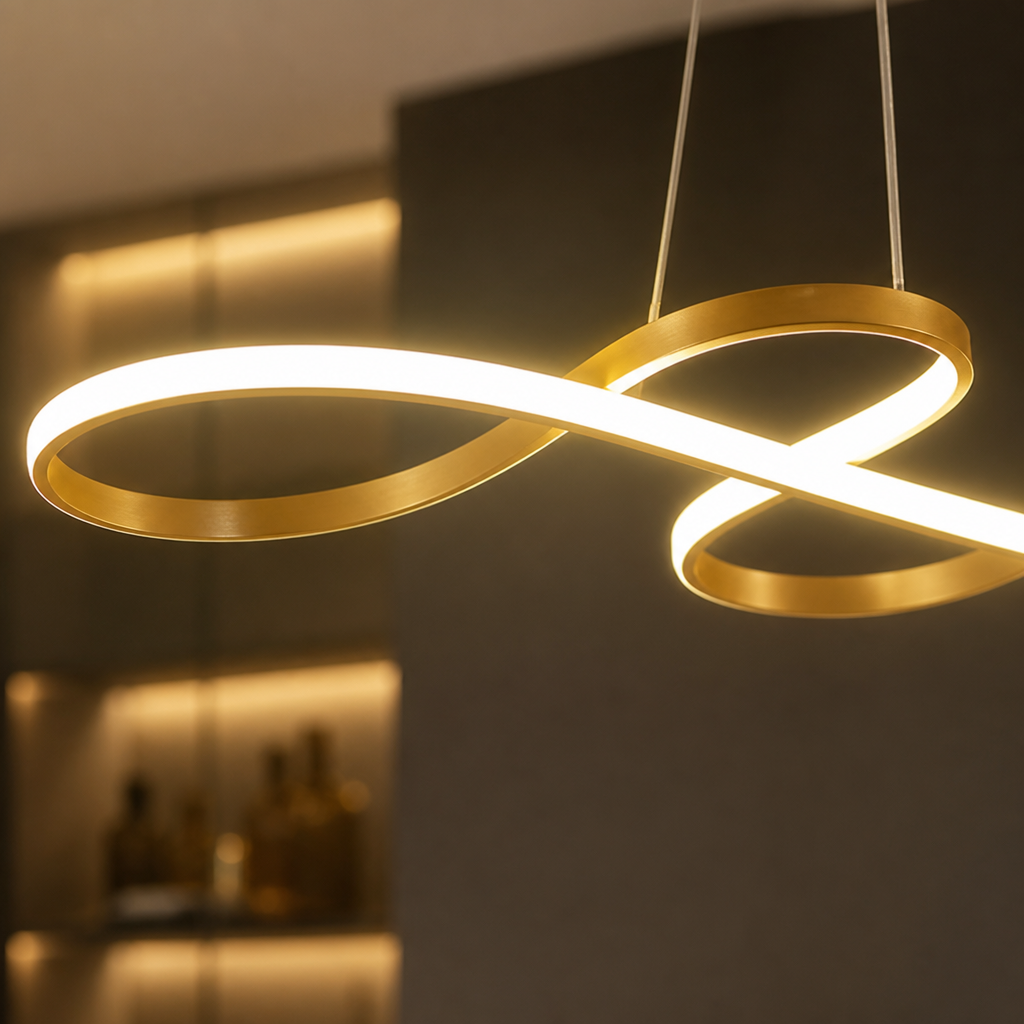 Minimalist Golden LED Musical Note Pendant Light