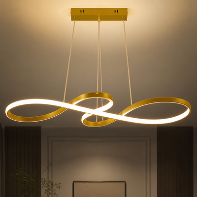 Minimalist Golden LED Musical Note Pendant Light