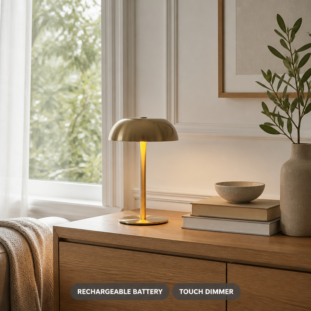 Minimalist Golden LED Touch Dimmer Desk Lamp