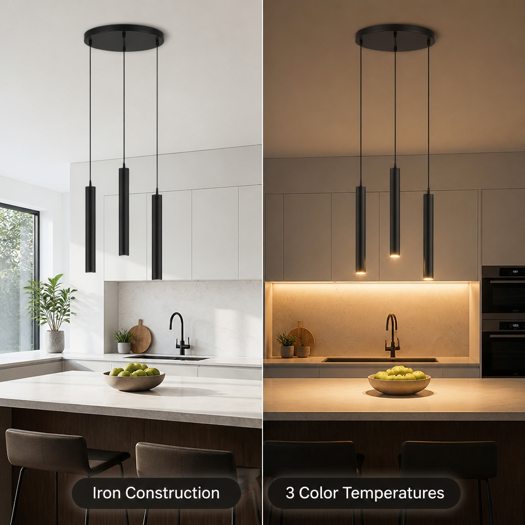 Minimalist Iron LED Multi-Head Pendant Light