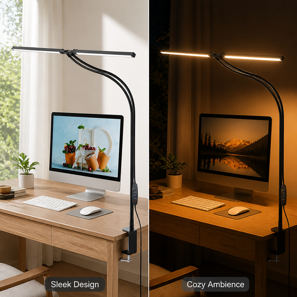 Minimalist LED Dual-Head Gooseneck Desk Lamp