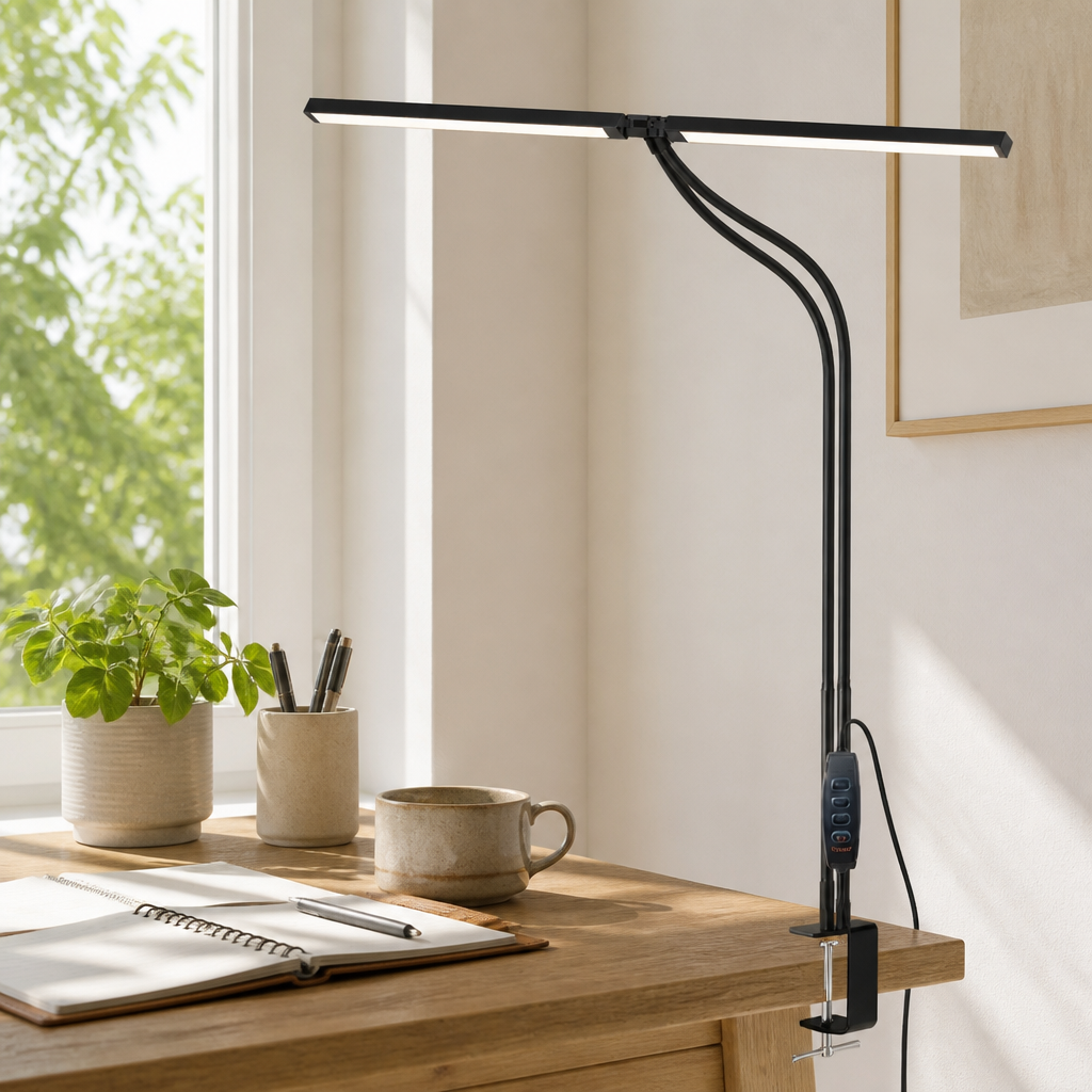 Minimalist LED Dual-Head Gooseneck Desk Lamp
