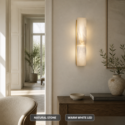 Minimalist Marble & Gold LED Wall Sconce