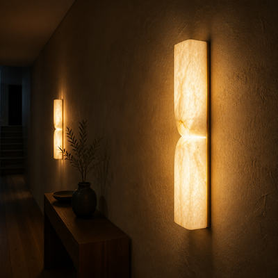 Minimalist Marble & Gold LED Wall Sconce