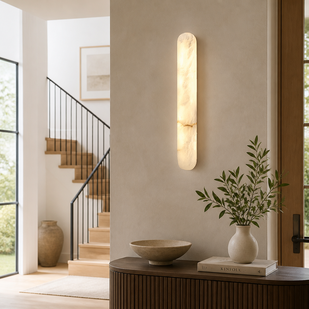 Minimalist Marble LED Long Oval Wall Sconce