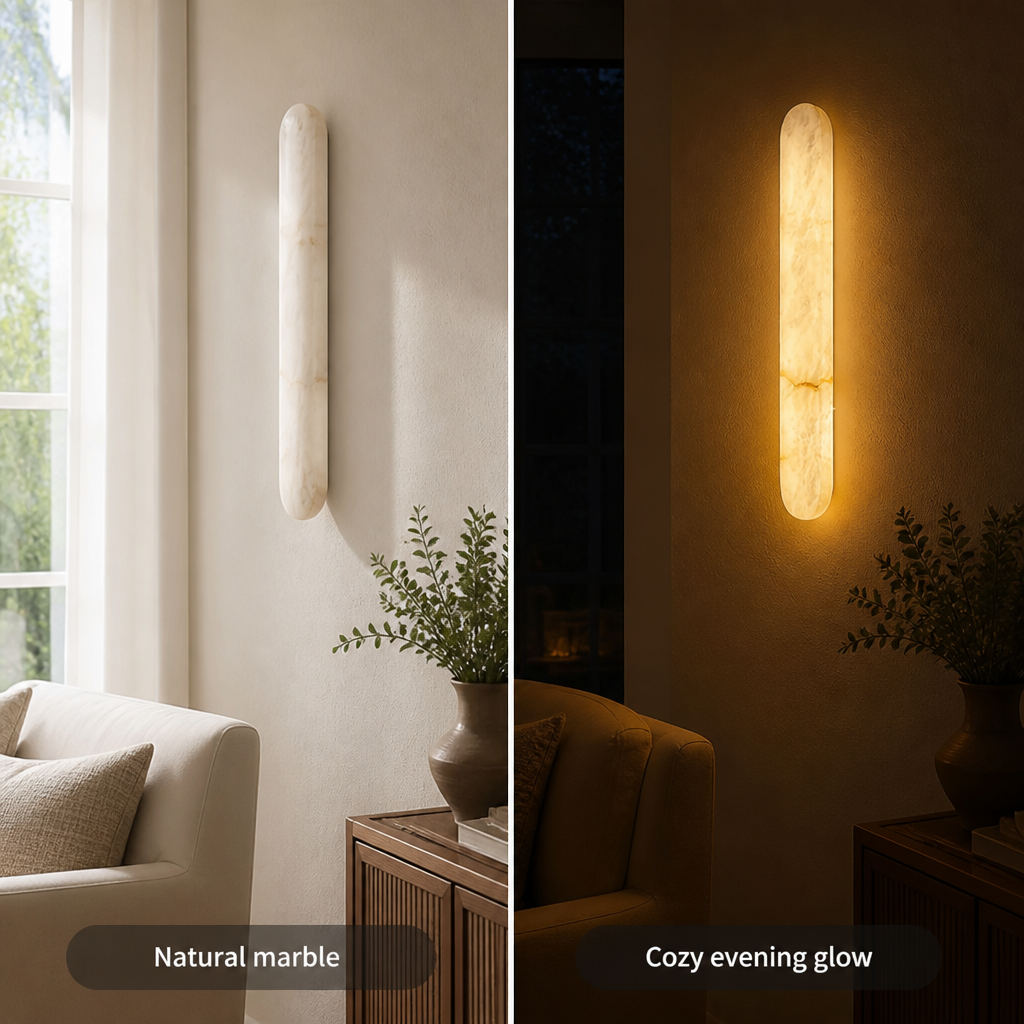 Minimalist Marble LED Long Oval Wall Sconce