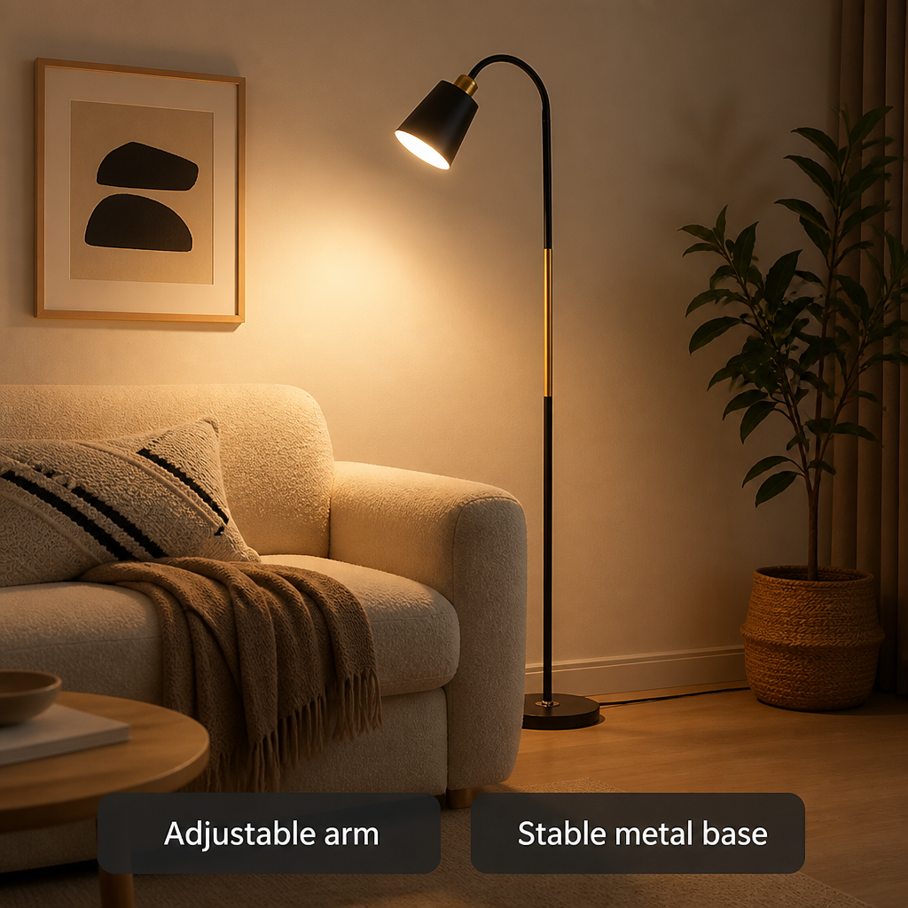 Minimalist Metal Adjustable Arm Floor Lamp