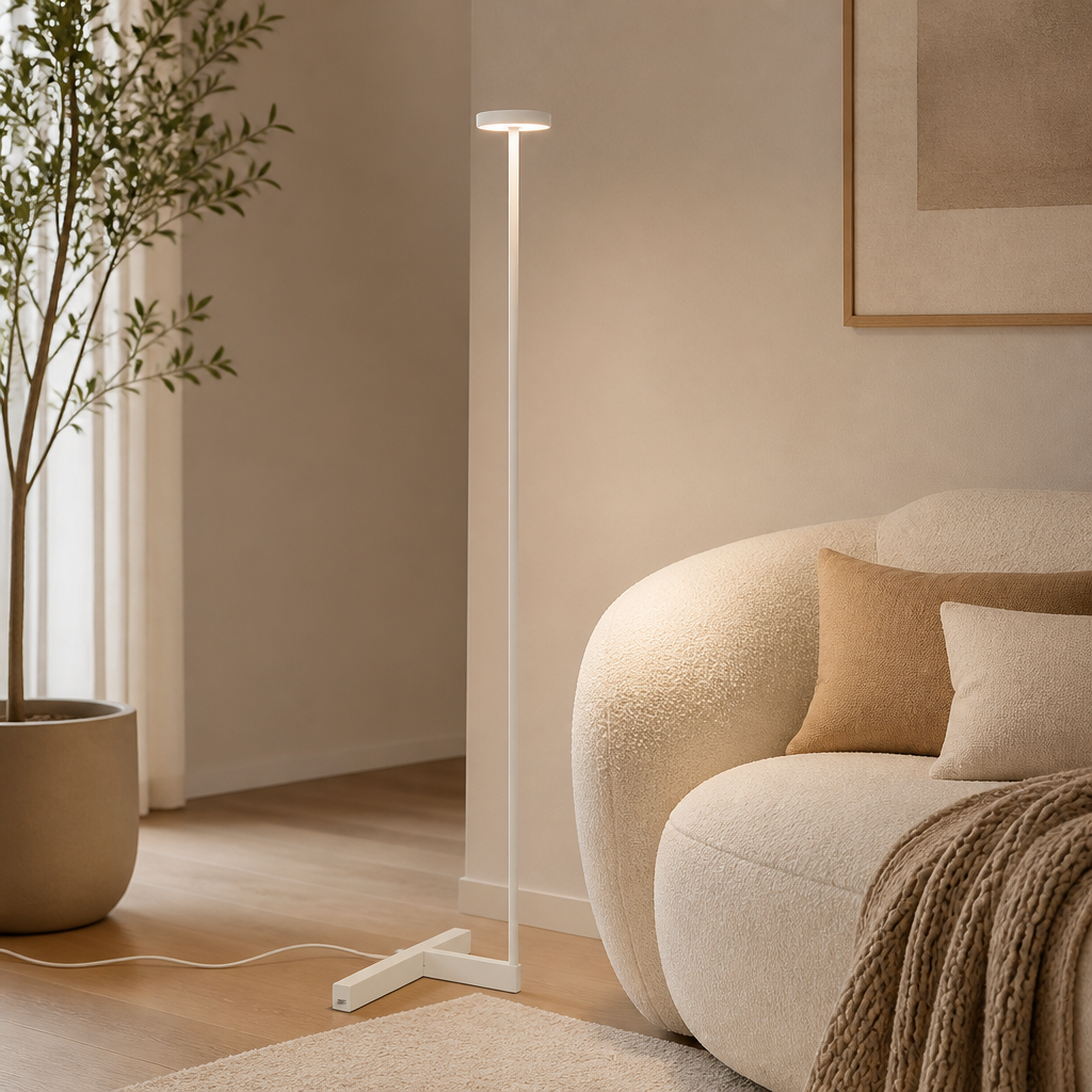 Minimalist Metal & Fabric LED Floor Lamp