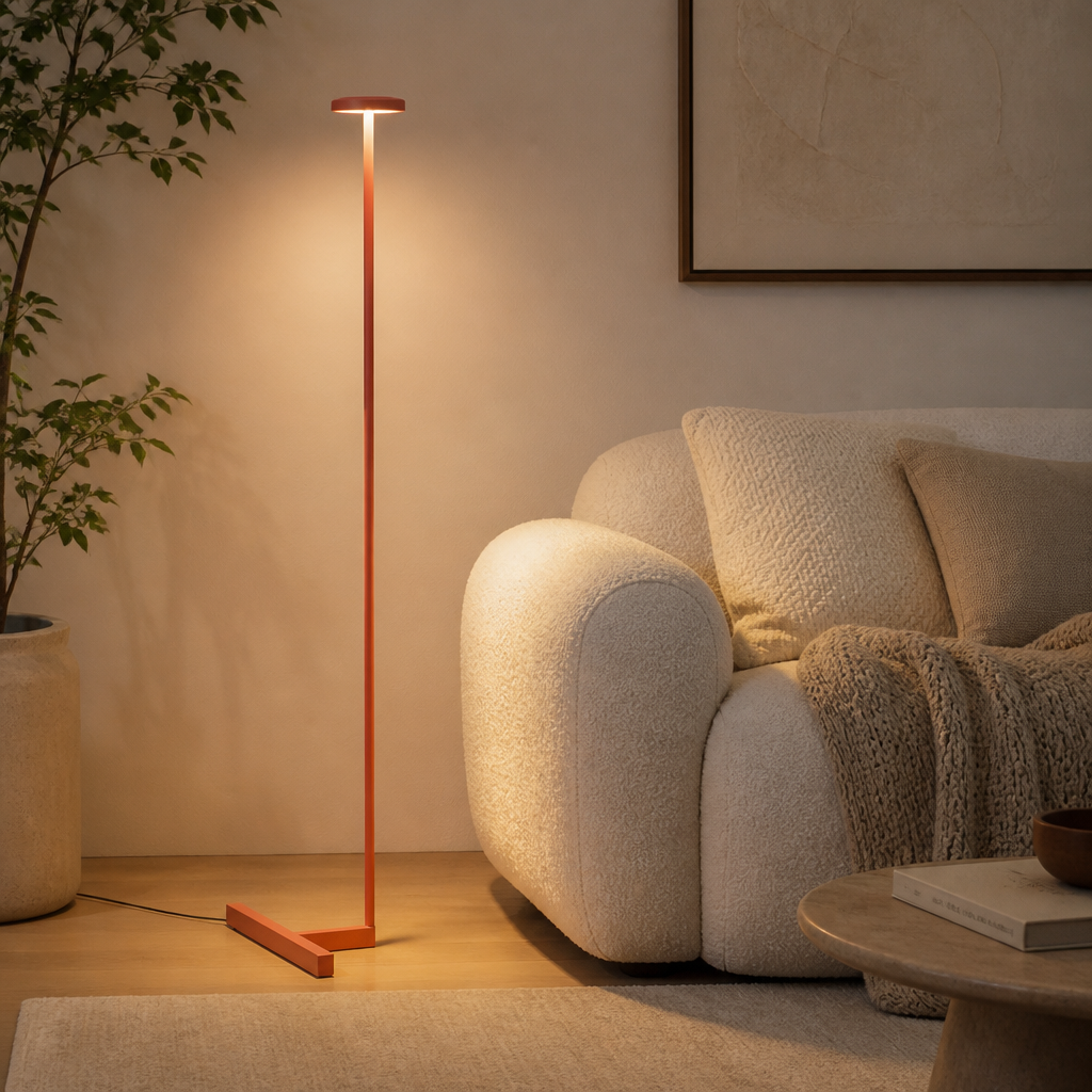Minimalist Metal & Fabric LED Floor Lamp