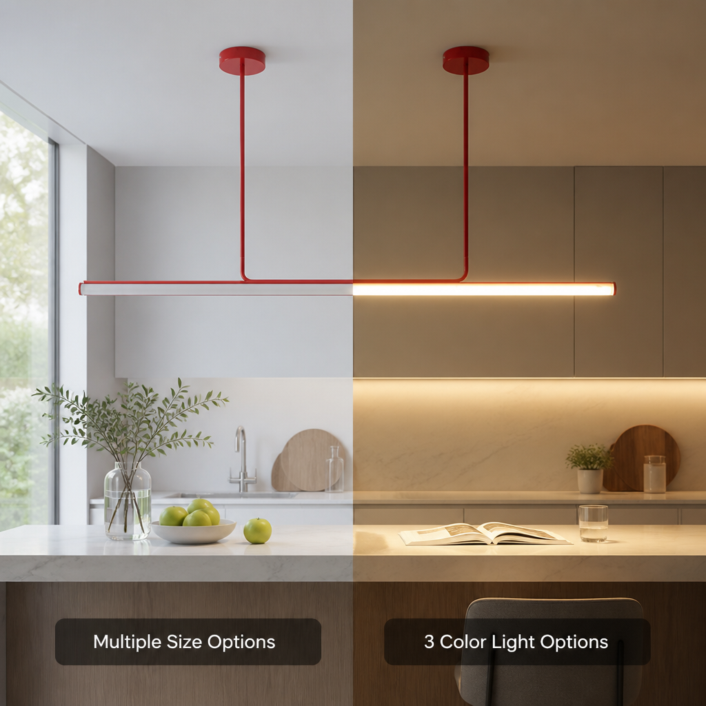 Minimalist Metal LED Long Tube Pendant Light