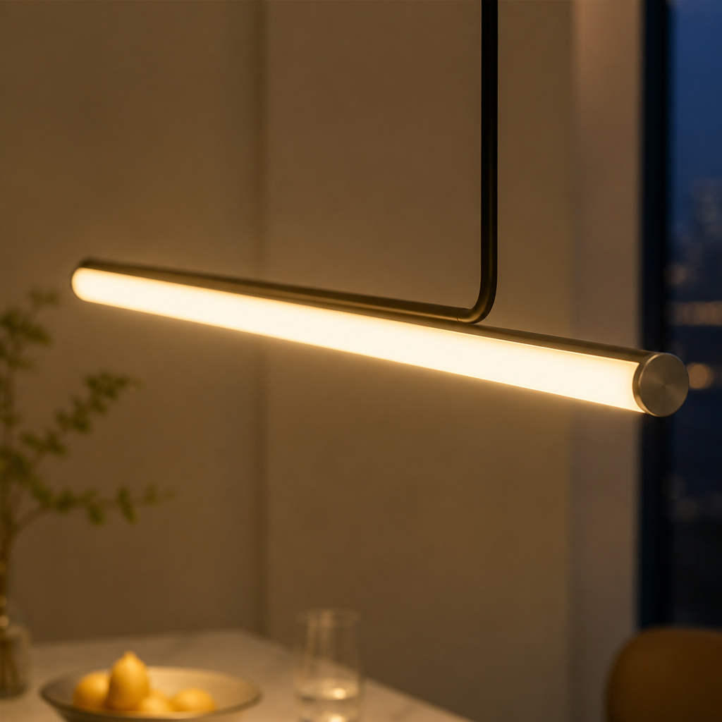 Minimalist Metal LED Long Tube Pendant Light