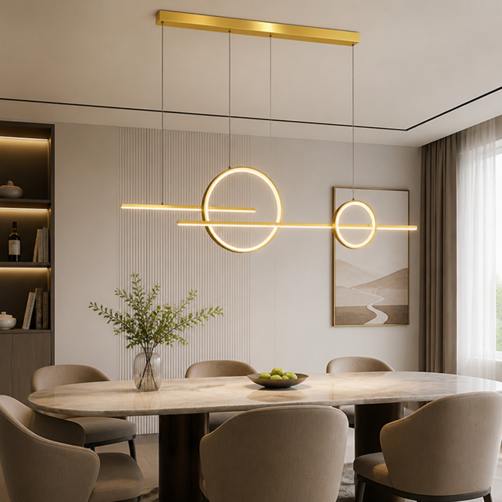 Minimalist Metal & Silicone LED Extra-Long Chandelier
