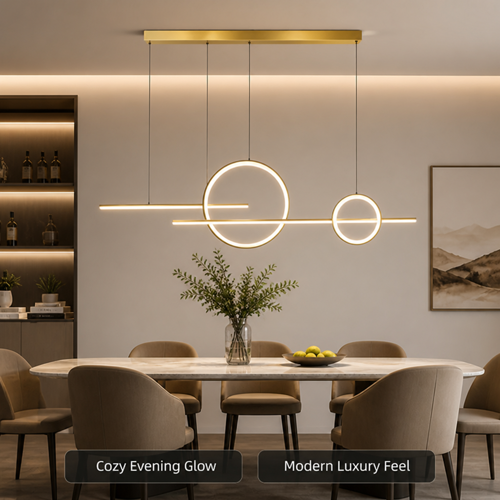 Minimalist Metal & Silicone LED Extra-Long Chandelier