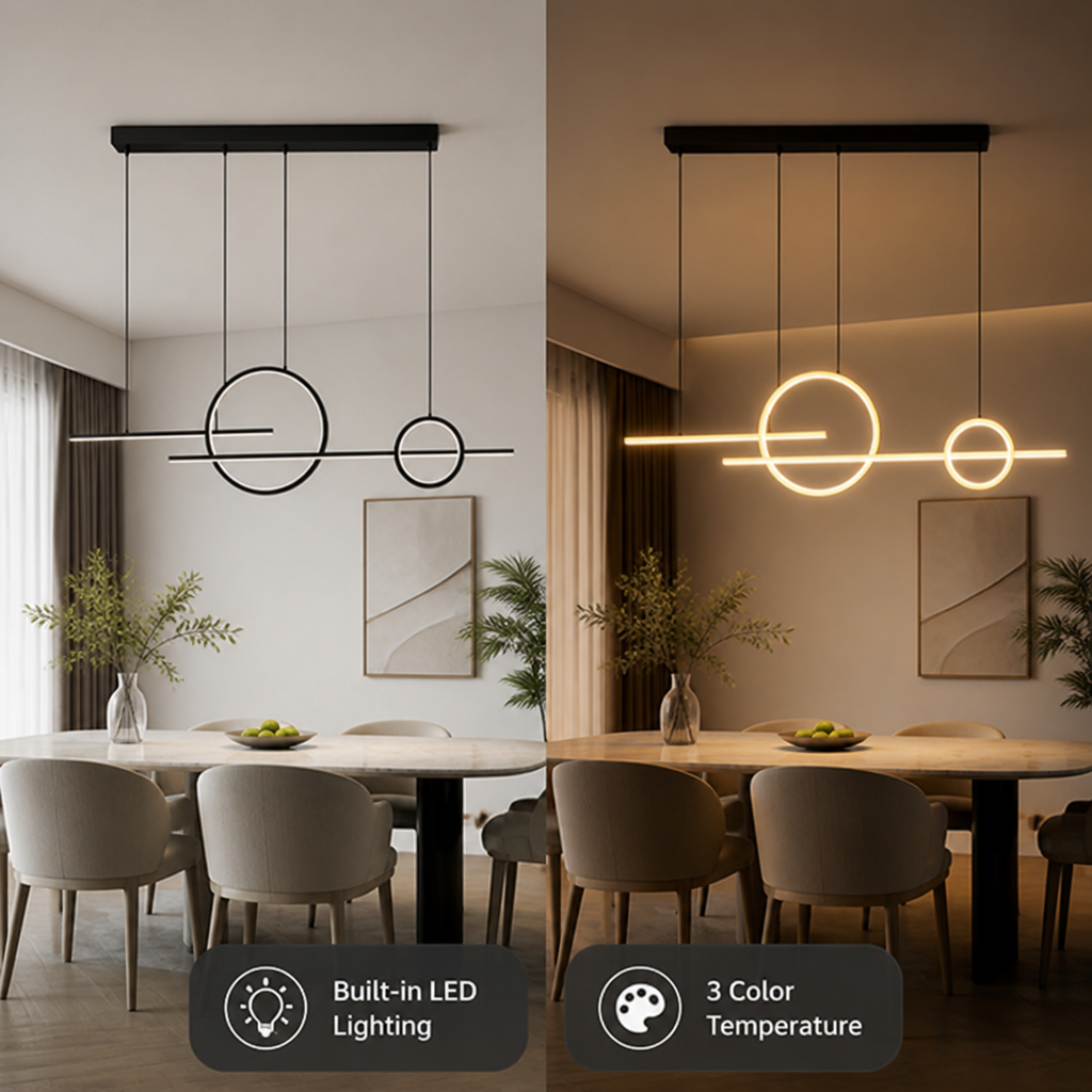 Minimalist Metal & Silicone LED Extra-Long Chandelier