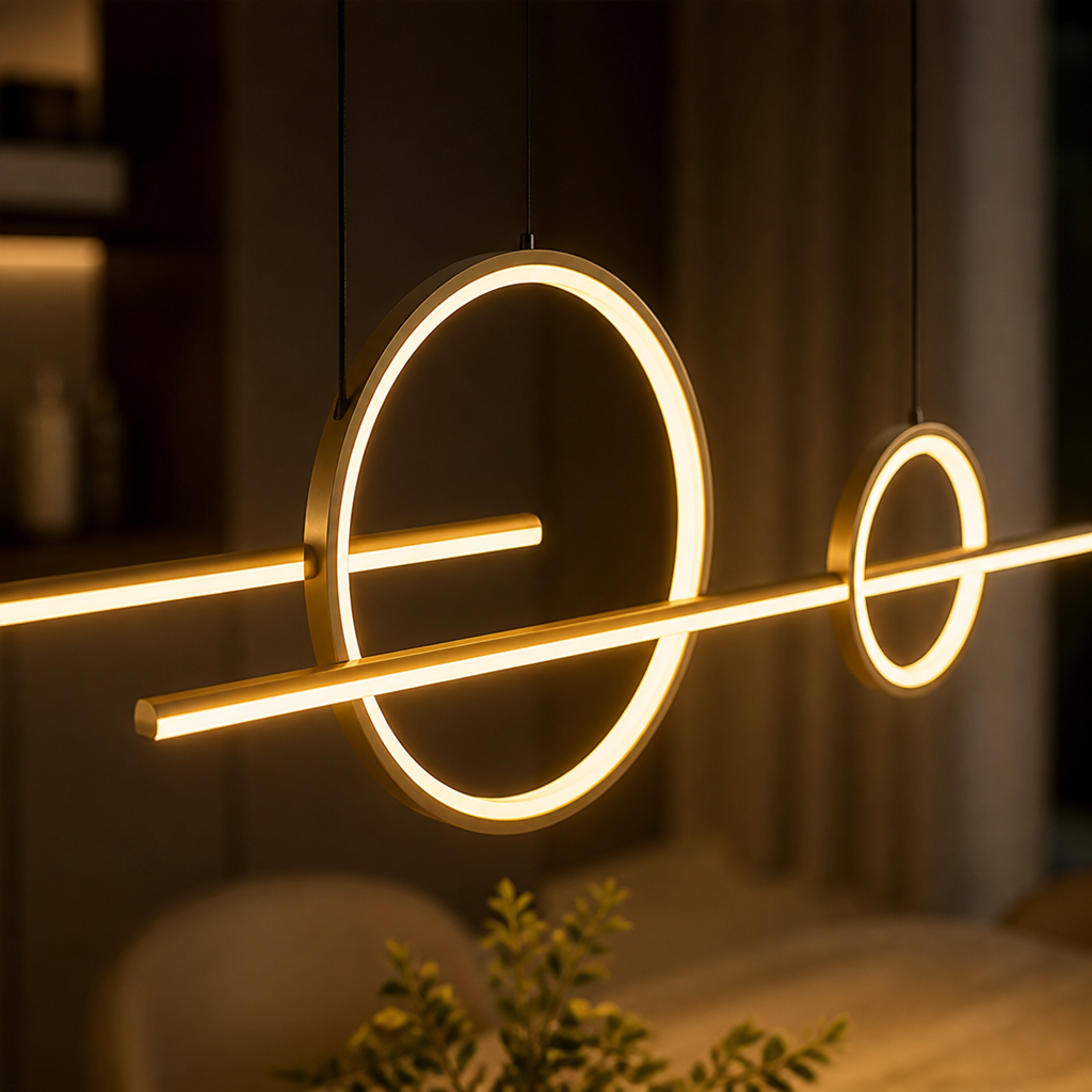 Minimalist Metal & Silicone LED Extra-Long Chandelier