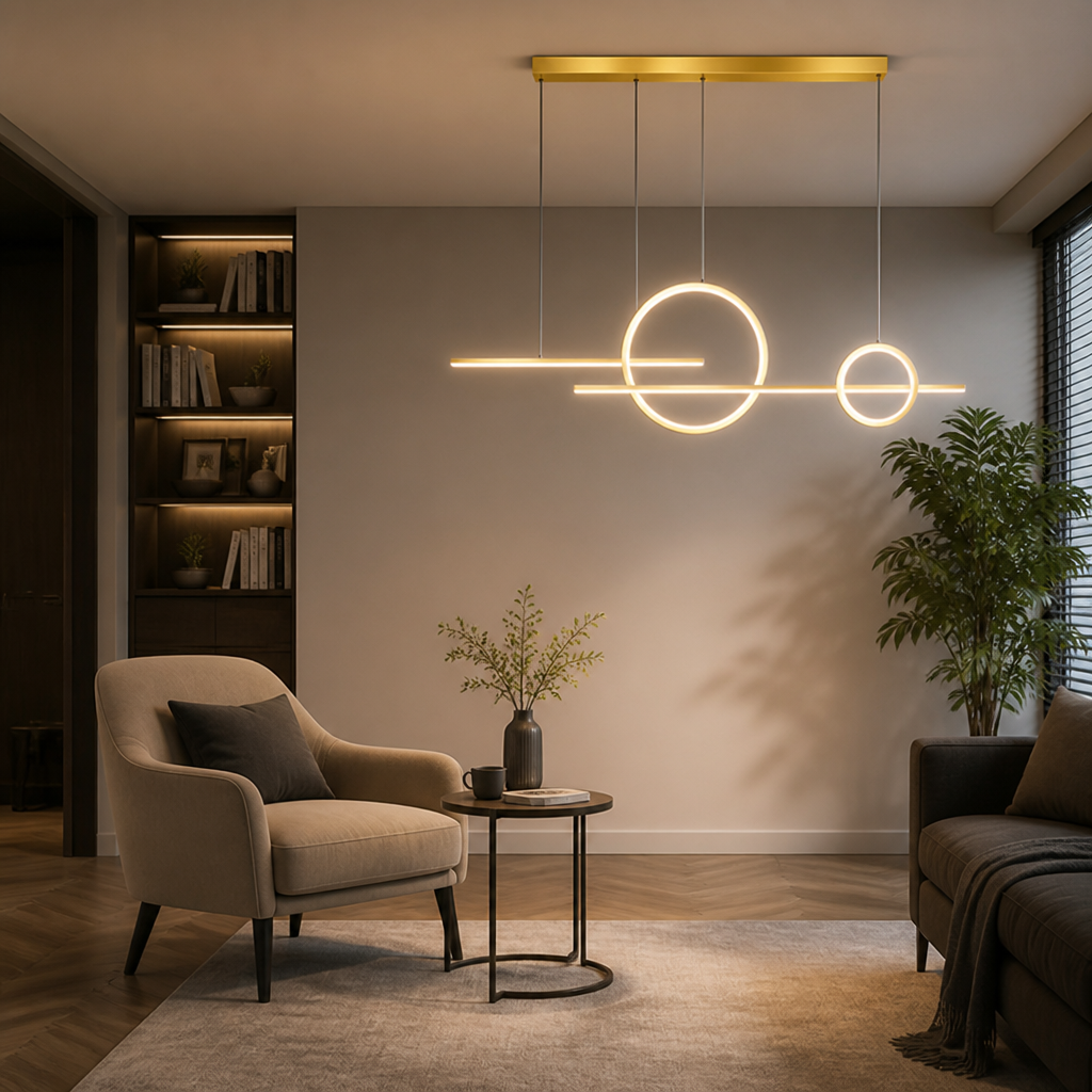 Minimalist Metal & Silicone LED Extra-Long Chandelier