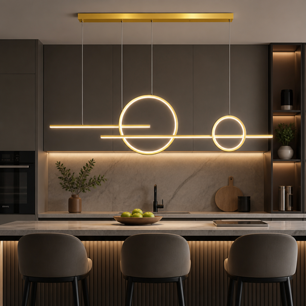 Minimalist Metal & Silicone LED Extra-Long Chandelier