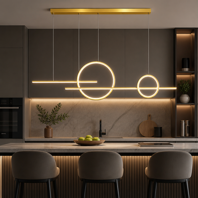 Minimalist Metal & Silicone LED Extra-Long Chandelier