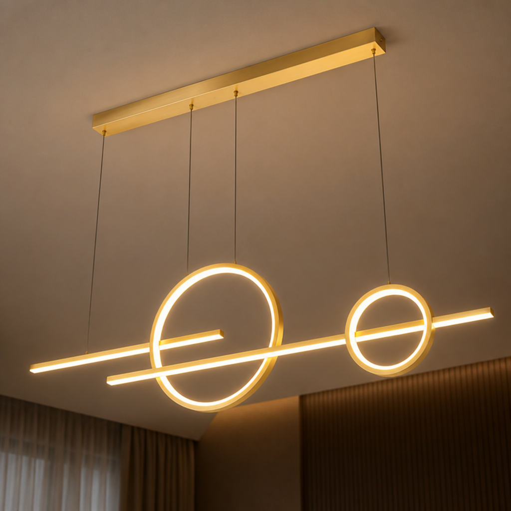Minimalist Metal & Silicone LED Extra-Long Chandelier