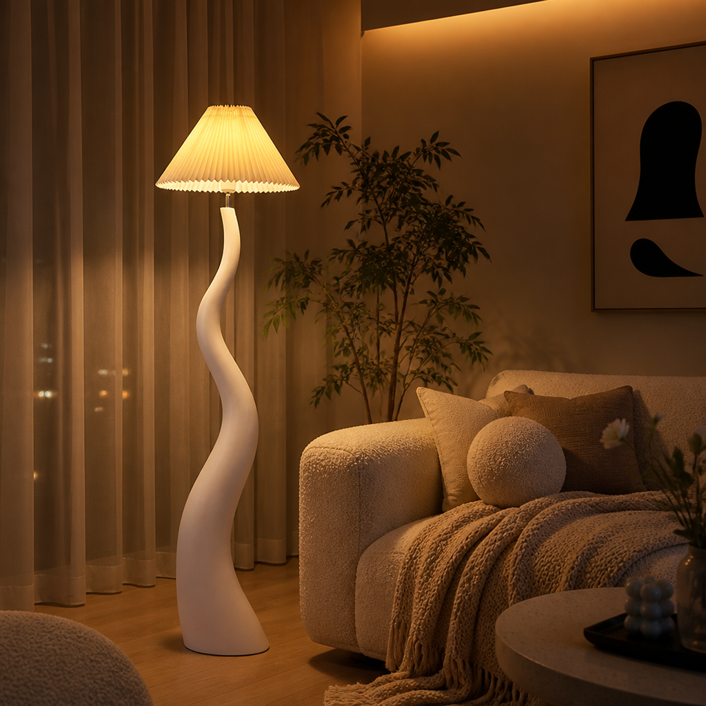 Minimalist Pleated Shade Floor Lamp