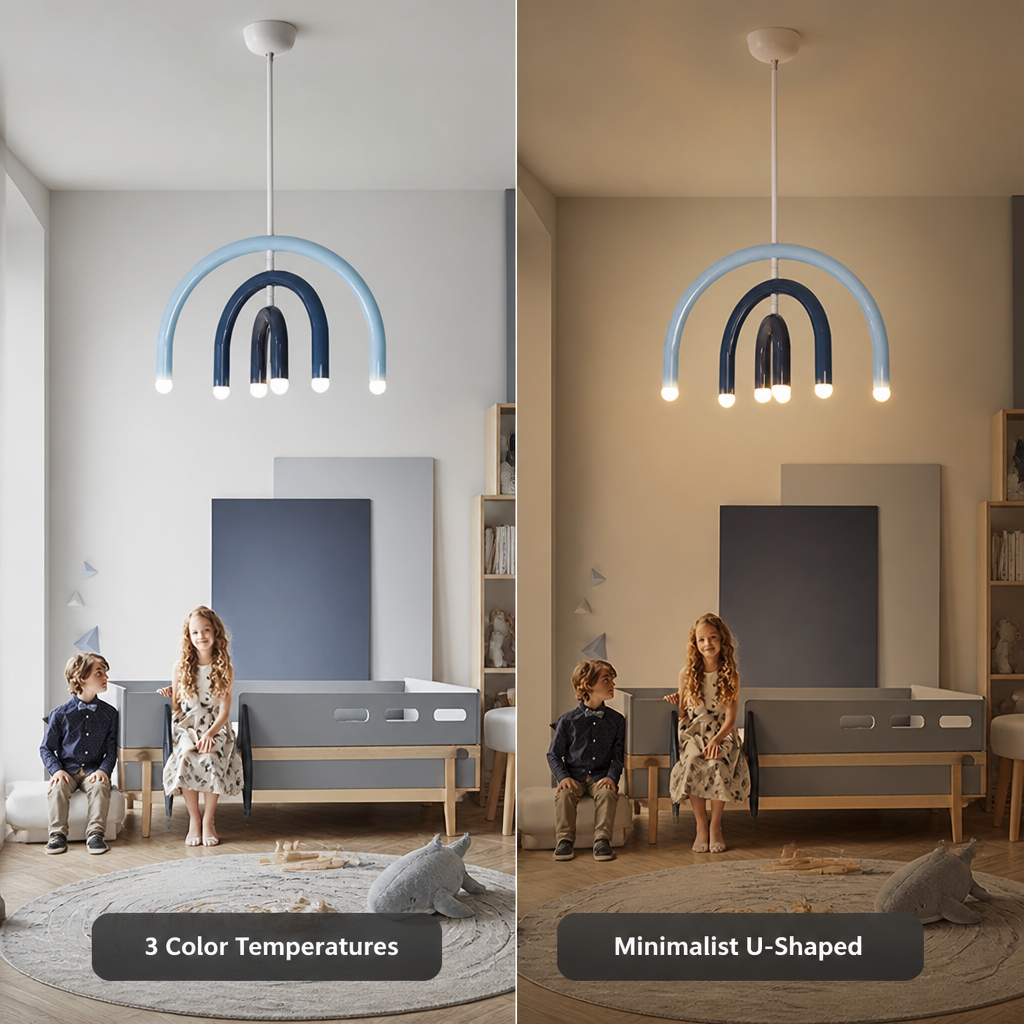 Minimalist Rainbow LED U-Shaped Pendant Light