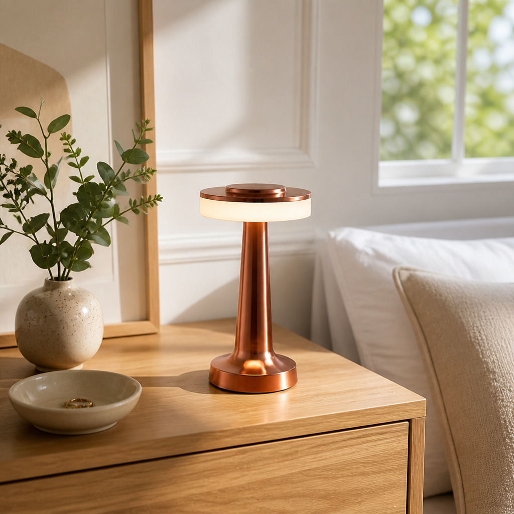 Minimalist Rose Gold LED Touch Table Lamp