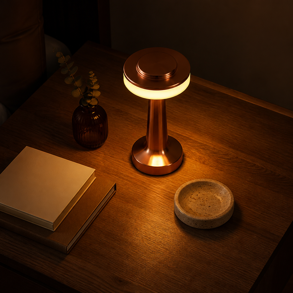 Minimalist Rose Gold LED Touch Table Lamp