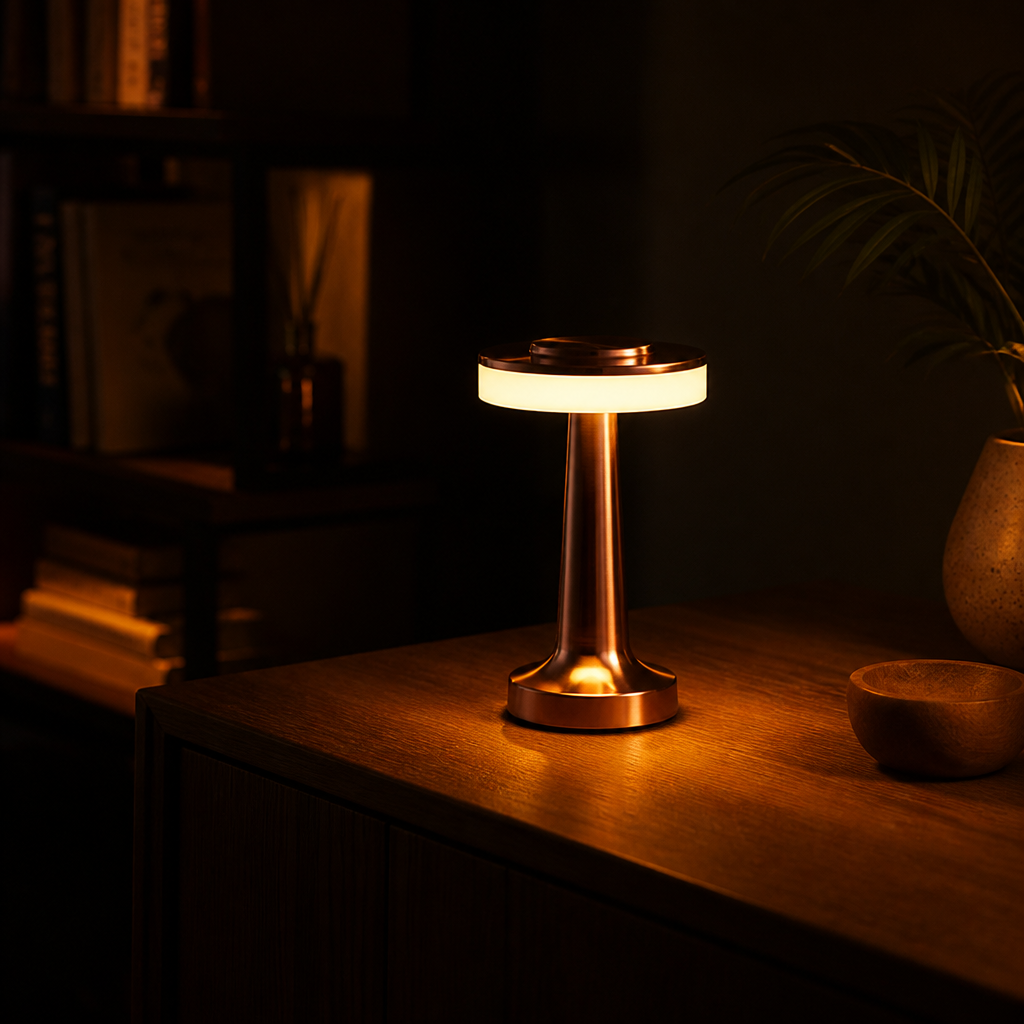 Minimalist Rose Gold LED Touch Table Lamp