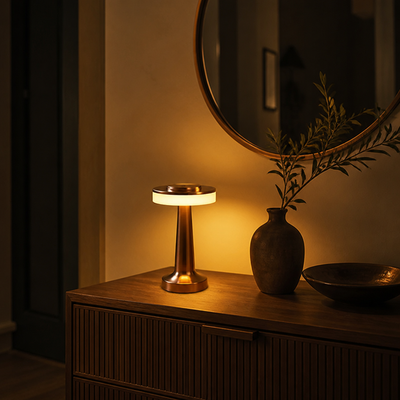 Minimalist Rose Gold LED Touch Table Lamp