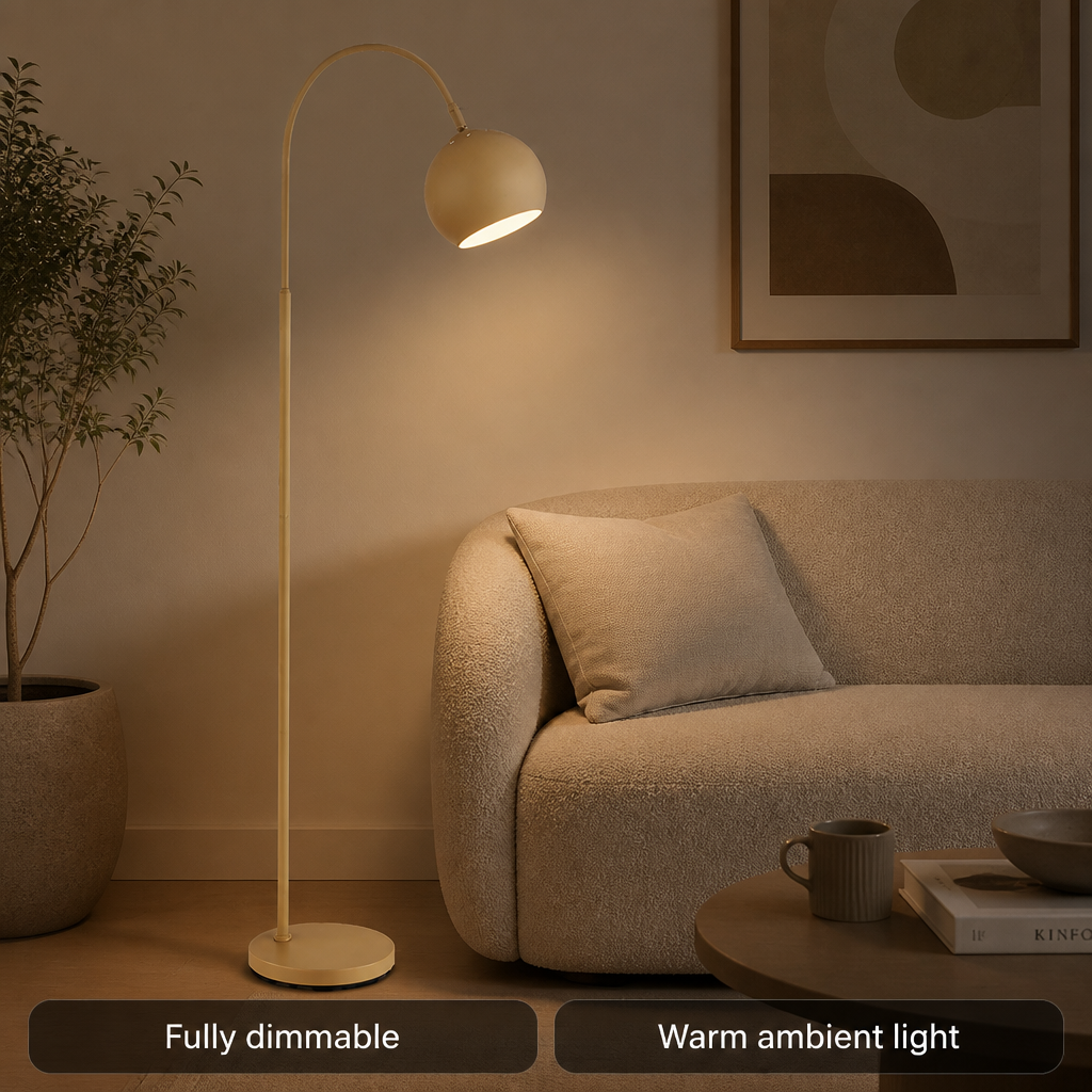 Minimalist Sand-Colored Arc Floor Lamp