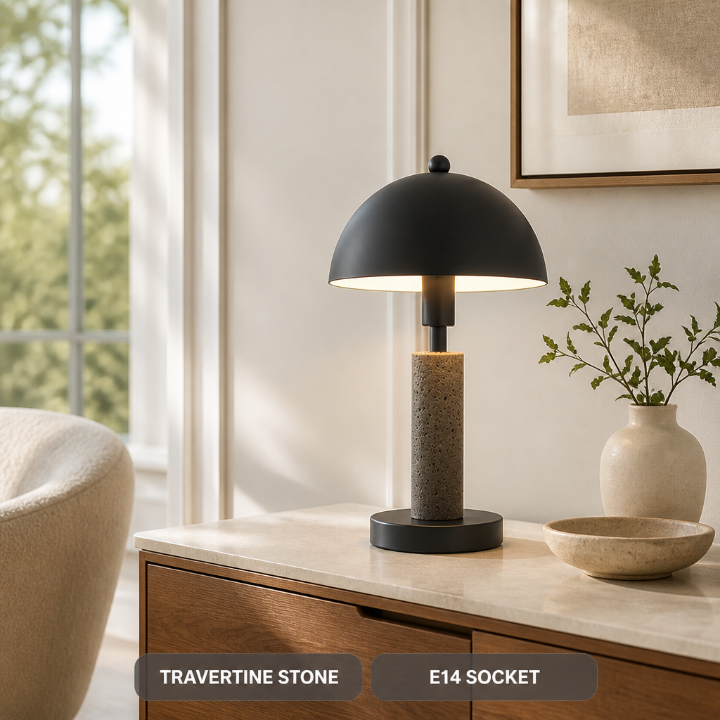 Minimalist Travertine Table Lamp