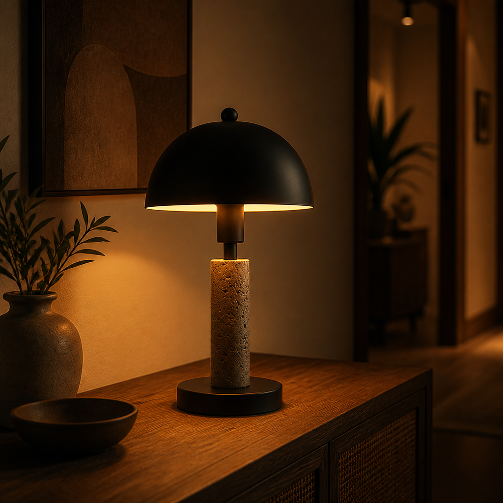 Minimalist Travertine Table Lamp