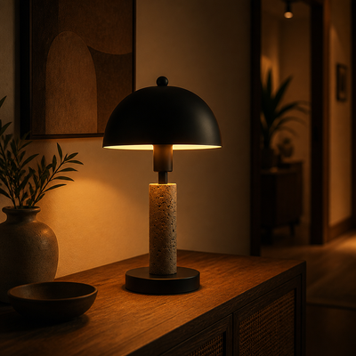 Minimalist Travertine Table Lamp