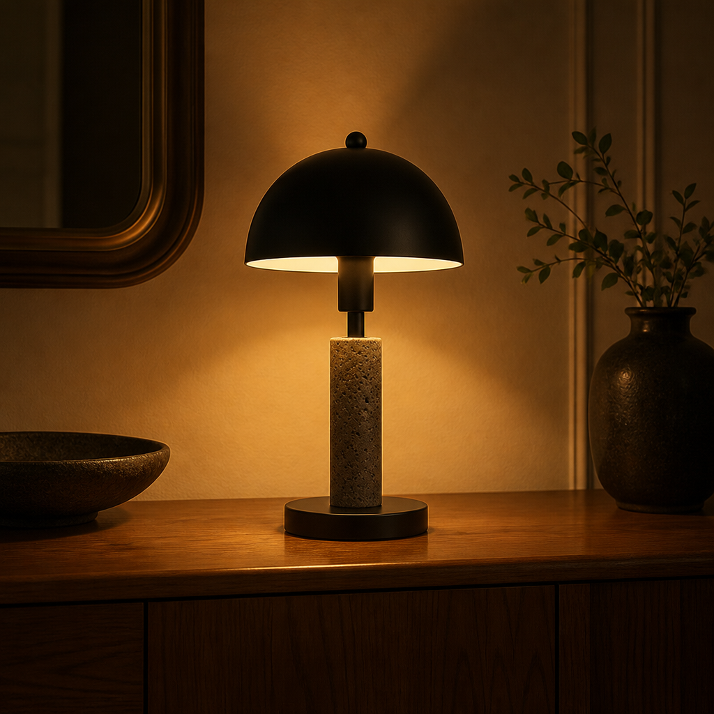 Minimalist Travertine Table Lamp