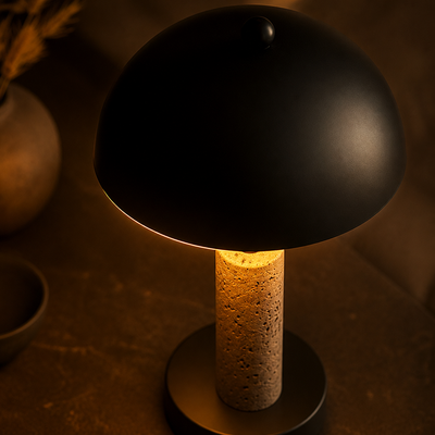 Minimalist Travertine Table Lamp